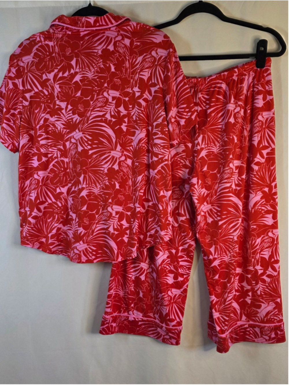 Women's Room Service Pajama Set Red Pink Floral Size M - Picture 2 of 3